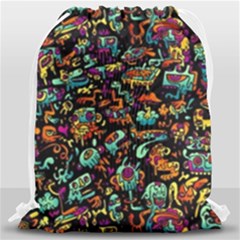 Multicolored Doodle Abstract Colorful Multi Colored Drawstring Bag (large) by Grandong