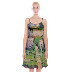 Painting Scenery Spaghetti Strap Velvet Dress by Sarkoni