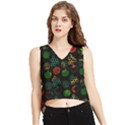 Apples Honey Honeycombs Pattern V-Neck Cropped Tank Top View1
