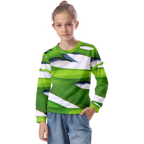 Golf Course Par Green Kids  Long Sleeve T-shirt With Frill  by Sarkoni