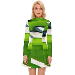 Golf Course Par Green Long Sleeve Velour Longline Dress by Sarkoni