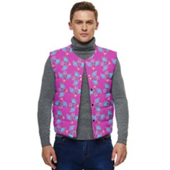 Winged Mutant Sketchy Cartoon Drawing Motif Pattern Men s Button Up Puffer Vest	 by dflcprintsclothing