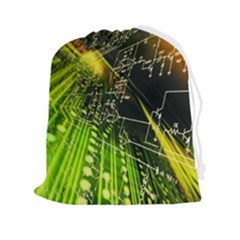 Machine Technology Circuit Electronic Computer Technics Detail Psychedelic Abstract Pattern Drawstring Pouch (2xl) by Sarkoni