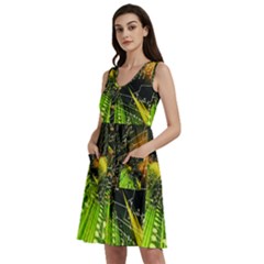 Machine Technology Circuit Electronic Computer Technics Detail Psychedelic Abstract Pattern Sleeveless Dress With Pocket by Sarkoni