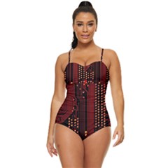 Technology Computer Circuit Retro Full Coverage Swimsuit by Sarkoni