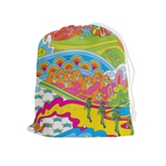 Vintage 1960s Psychedelic Drawstring Pouch (xl) by Sarkoni