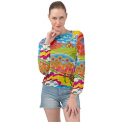 Vintage 1960s Psychedelic Banded Bottom Chiffon Top by Sarkoni