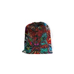 Somewhere Near Oblivion Nightmares Acid Colors Psychedelic Drawstring Pouch (xs) by Sarkoni