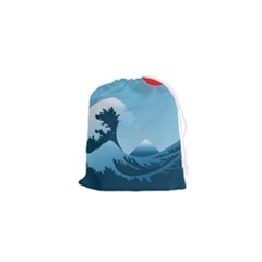 Minimalism Great Wave Off Kanagawa Drawstring Pouch (xs) by Sarkoni
