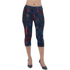 Architecture City Pixel Art Lightweight Velour Capri Leggings  by Sarkoni