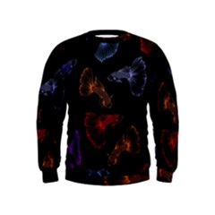 Vector Aquarium Guppies Seamless Fish Pattern With Black Background Kids  Sweatshirt by Grandong