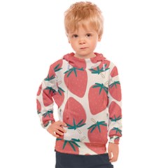 Seamless Strawberry Pattern Vector Kids  Hooded Pullover by Grandong