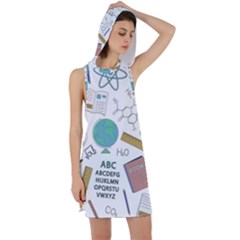 School Subjects And Objects Vector Illustration Seamless Pattern Racer Back Hoodie Dress by Grandong