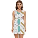 School Subjects And Objects Vector Illustration Seamless Pattern Tiered Sleeveless Mini Dress View1