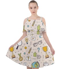 Quiz Backgrounds Ans Seamless Cut Out Shoulders Chiffon Dress by Grandong