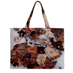 3d Vintage World Map Zipper Mini Tote Bag by Grandong