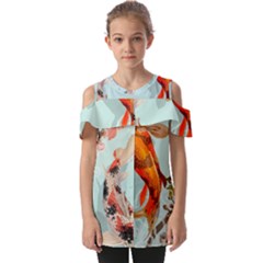Koi Fish Fold Over Open Sleeve Top by Grandong