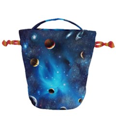 3d Universe Space Star Planet Drawstring Bucket Bag by Grandong