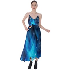 3d Universe Space Star Planet Tie Back Maxi Dress by Grandong