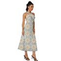 Ornaments Style Pattern Sleeveless Cross Front Cocktail Midi Chiffon Dress View3