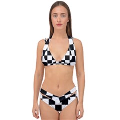 Black White Chess Board Double Strap Halter Bikini Set by Ndabl3x