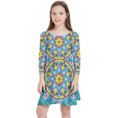 Abstract Digital Artwork Kids  Quarter Sleeve Skater Dress by Ndabl3x
