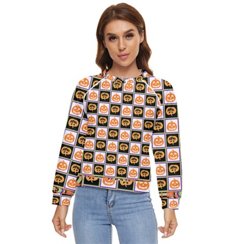 Chess Halloween Pattern Women s Long Sleeve Raglan T-shirt by Ndabl3x