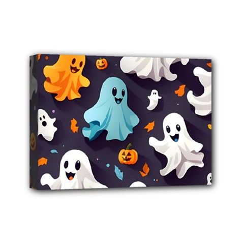 Ghost Pumpkin Scary Mini Canvas 7  X 5  (stretched) by Ndabl3x