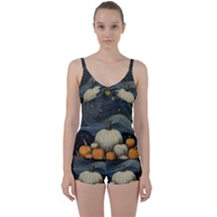 Pumpkin Halloween Tie Front Two Piece Tankini by Ndabl3x