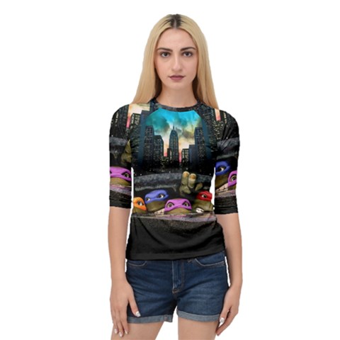 Teenage Mutant Ninja Turtles Leonardo Raphael Michelangelo Donatello Quarter Sleeve Raglan T-shirt by Sarkoni