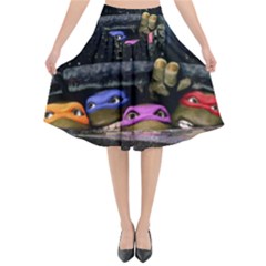Teenage Mutant Ninja Turtles Leonardo Raphael Michelangelo Donatello Flared Midi Skirt by Sarkoni