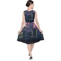 Pixel Art City V-Neck Midi Sleeveless Dress  View2