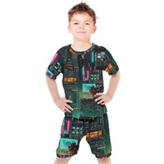 Video Game Pixel Art Kids  T-shirt And Shorts Set by Sarkoni