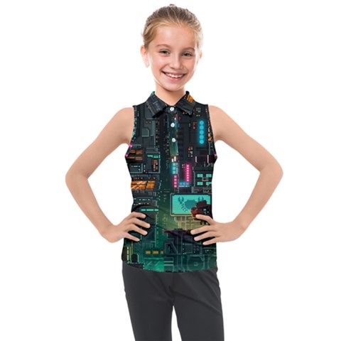 Video Game Pixel Art Kids  Sleeveless Polo T-shirt by Sarkoni
