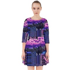 Retro City Pixel Smock Dress by Sarkoni