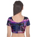 Retro City Pixel Velvet Short Sleeve Crop Top  View2