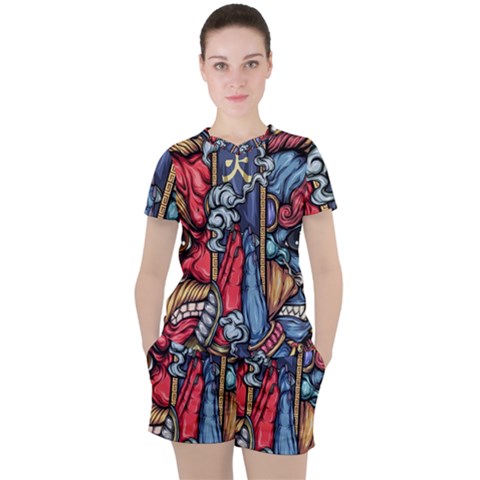 Japan Art Aesthetic Women s T-shirt And Shorts Set by Sarkoni