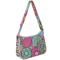 Donut Pattern Texture Colorful Sweet Zip Up Shoulder Bag by Grandong