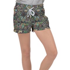 Digital Art Triangle Pattern Texture Mosaic Women s Velour Lounge Shorts by Grandong