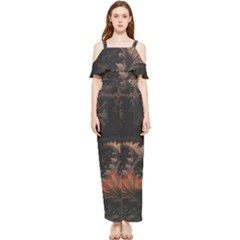 Fractal Digital Art Pattern Draped Sleeveless Chiffon Jumpsuit by Grandong
