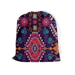 Pattern Ornament Motif Colorful Texture Drawstring Pouch (xl) by Grandong