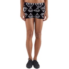 Black Diamond Pattern Yoga Shorts by Ndabl3x