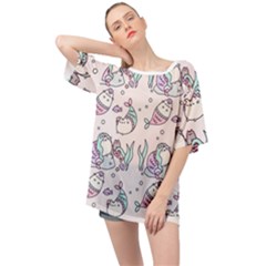 Cartoon Cat Cute Animal Kawaii Pastel Pattern Oversized Chiffon Top by Ndabl3x