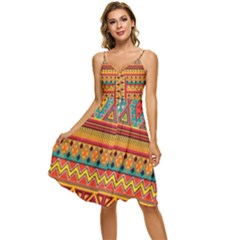 Aztec Sleeveless Tie Front Chiffon Dress by nateshop