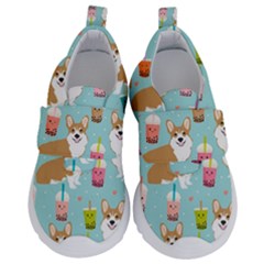 Welsh Corgis Dog Boba Tea Bubble Tea Cute Kawaii Kids  Velcro No Lace Shoes by Grandong
