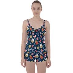 New Year Christmas Winter Pattern Tie Front Two Piece Tankini by Grandong