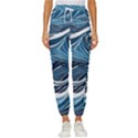 Abstract Blue Ocean Wave Women s Cropped Drawstring Pants View1