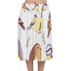 Birds Illustration T- Shirt Cute European Birds Illustration T- Shirt (1) Yoga Reflexion Pose T- Shirtyoga Reflexion Pose T- Shirt Velvet Flared Midi Skirt by hizuto