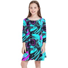 Aesthetic Art  Kids  Quarter Sleeve Skater Dress by Internationalstore