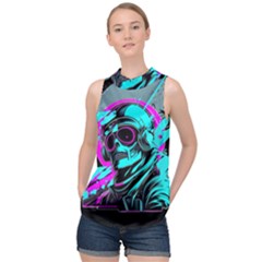 Aesthetic Art  High Neck Satin Top by Internationalstore